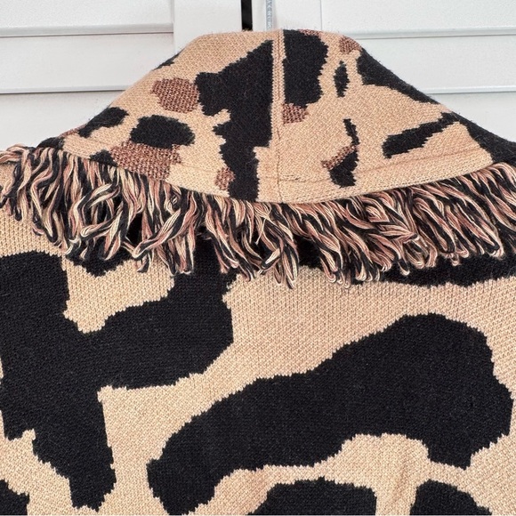 Chico’s Animal Print Fringe Cardigan Brown Metallic Mobwife Size 3 (XL/16) NWT - Picture 10 of 15